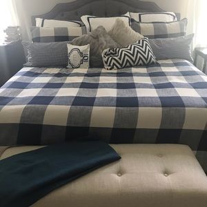 Pottery Barn Navy Buffalo Check Duvet/Shams